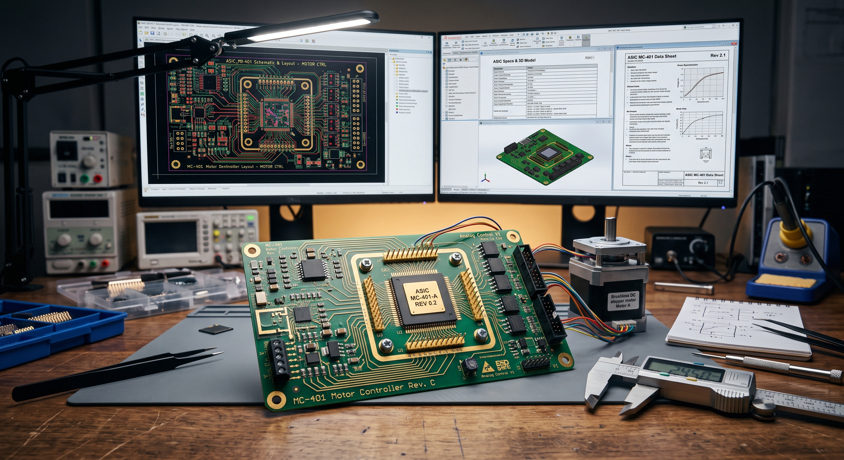 Comprehensive technical specification documentation for an analog ASIC used in motor control applications.